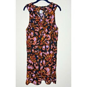 Cabi Women's Dress‎ Size L Sleeveless Black Brown Purple Abstract Print